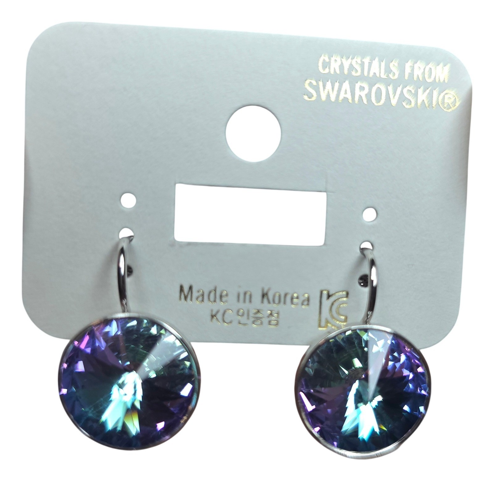 New Swarovskielements Vitraillight Crystalearrings Leverback15mmplatinum Plated